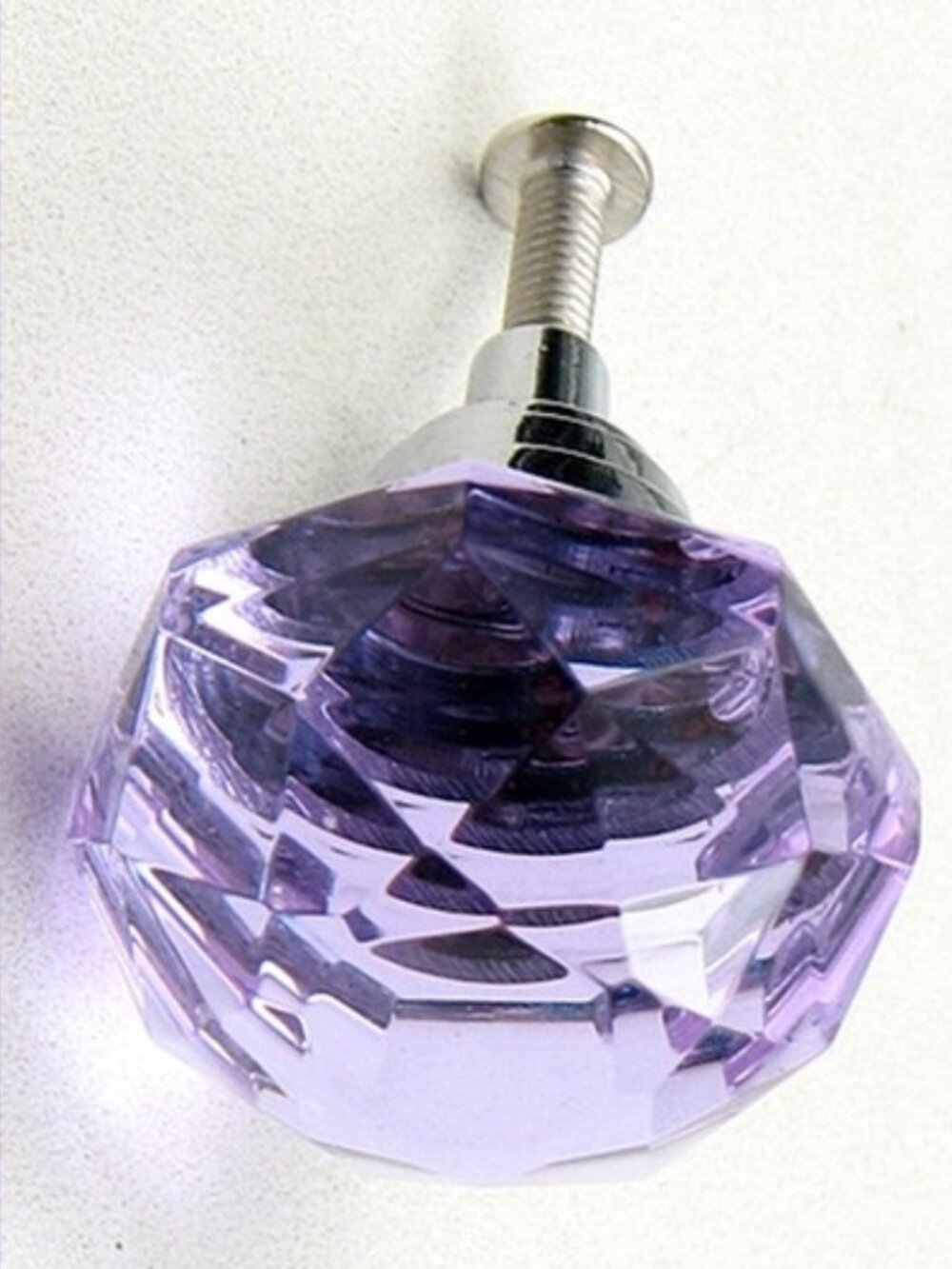 Six (6) Large Purple Solid Crystal Drawer Knob Cabinet Pull Six (6) Ho14PU